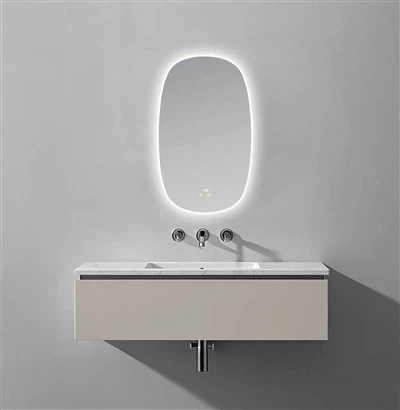 Specchio da bagno a forma di ciotto